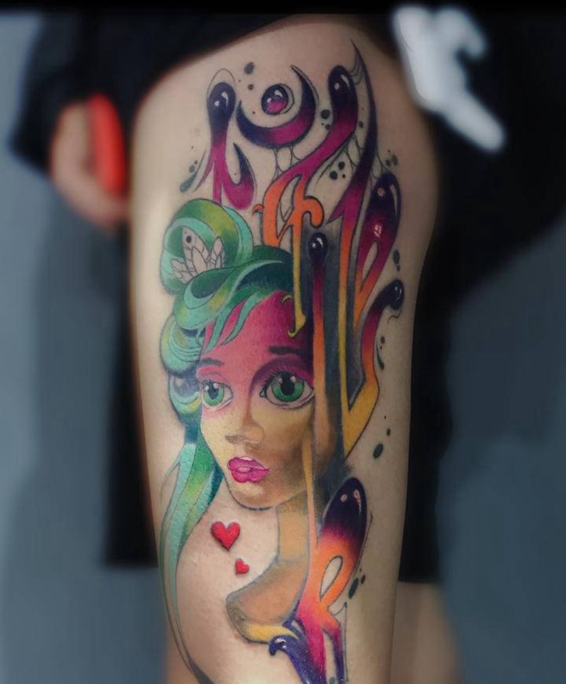 女孩纹身图片_New School欧美写实纹身图案