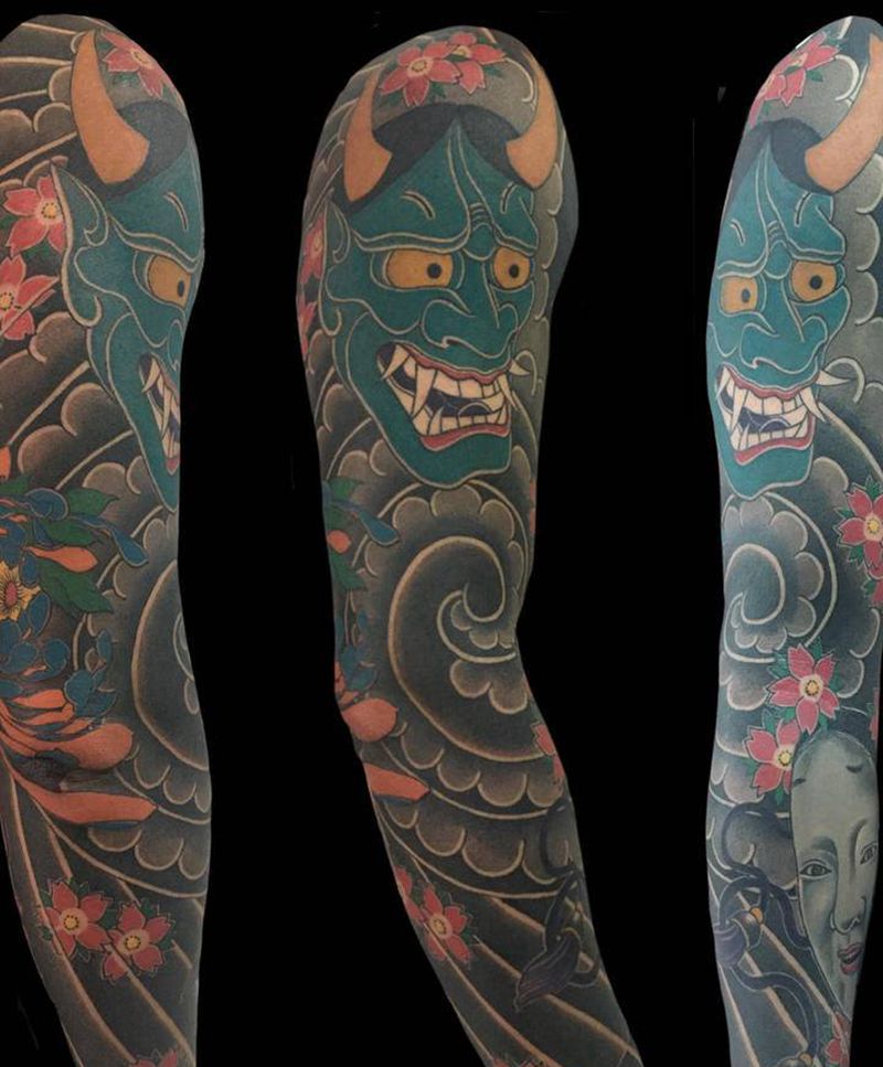 花臂纹身图片_手臂老传统纹身图案