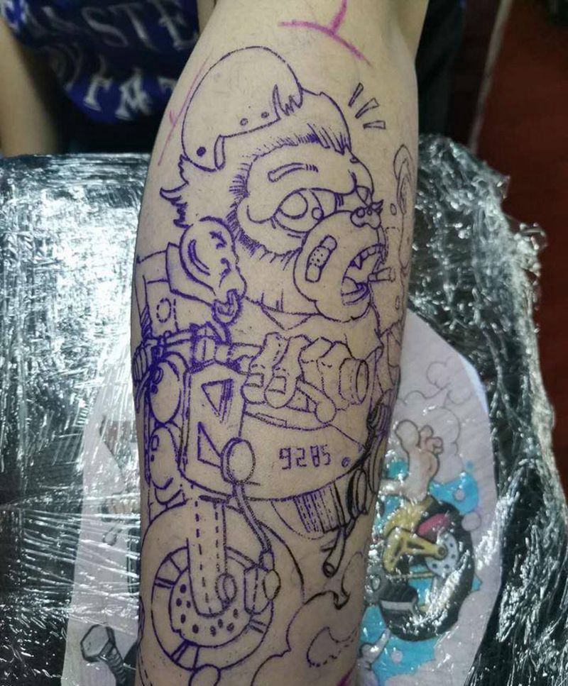 猴哥纹身图片_手臂New School猴子纹身图案