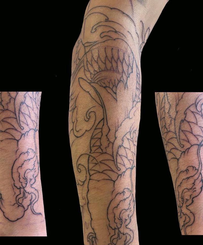 鱼纹身图片_手臂新传统纹身图案