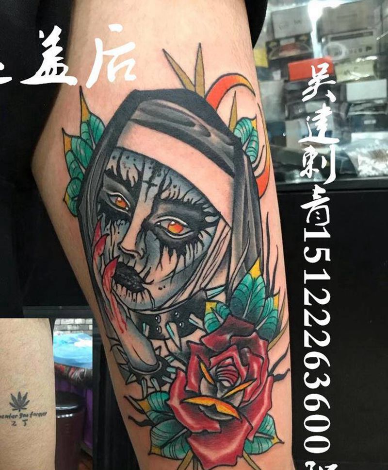 吴建刺青纹身图片_腿部纹身图案