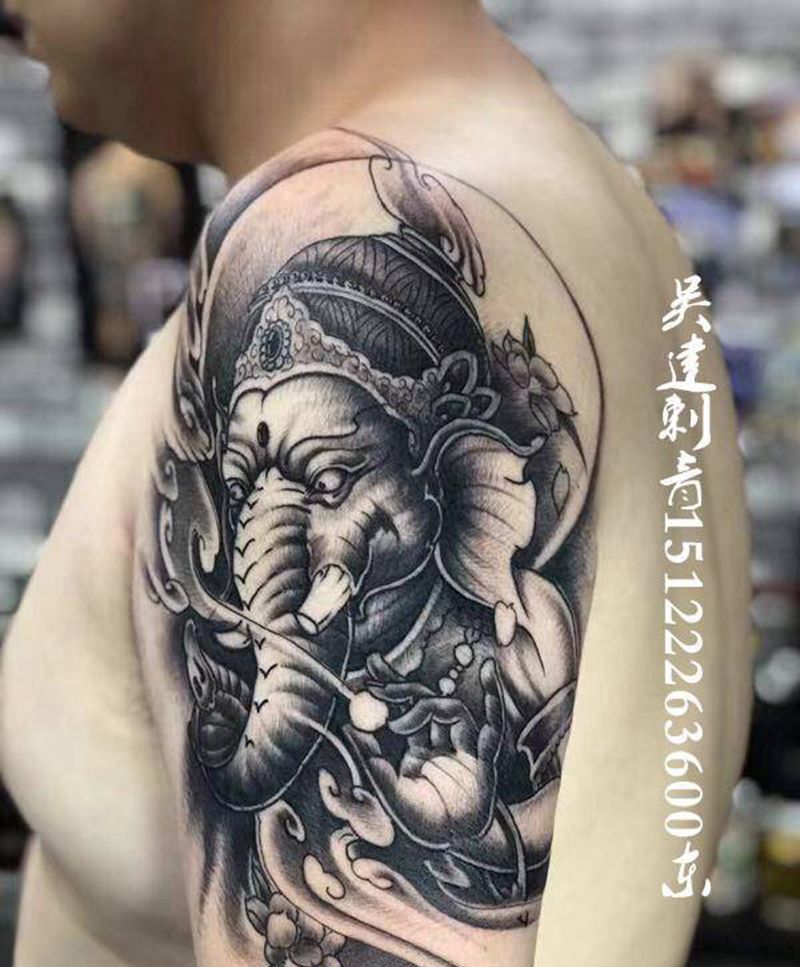 象神纹身图片_手臂纹身图案