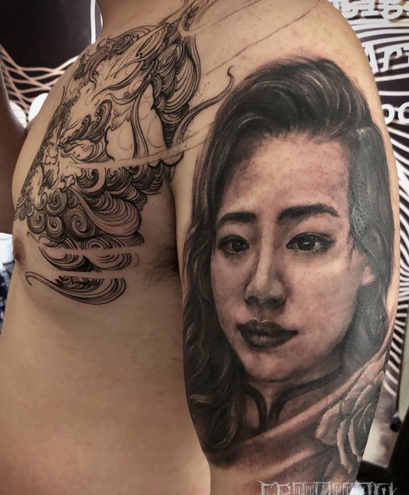 修改肖像纹身图片_手臂欧美写实肖像修改纹身图案