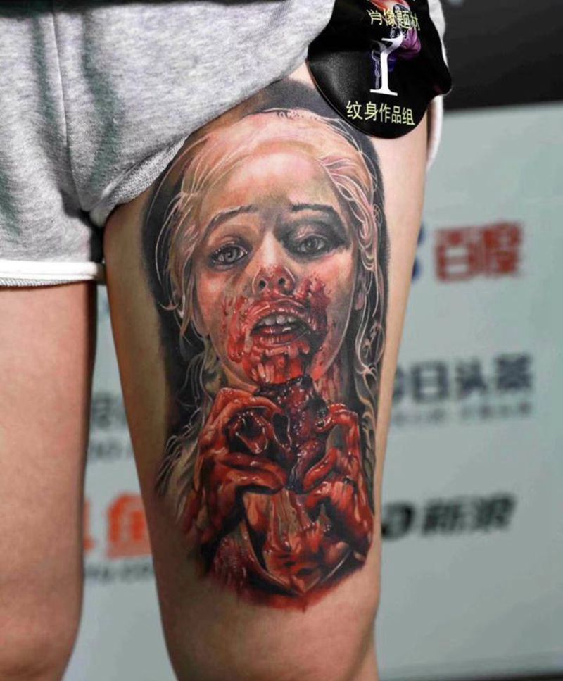 龙妈纹身图片_欧美写实纹身图案