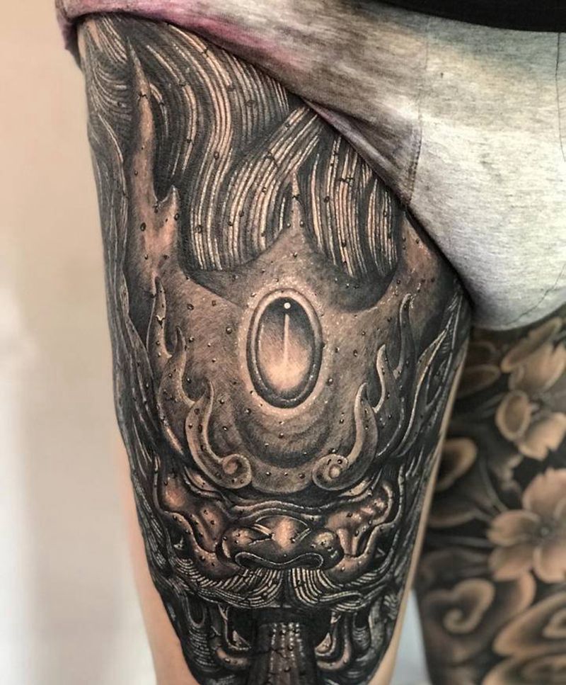 龙纹身图片_腿部纹身图案