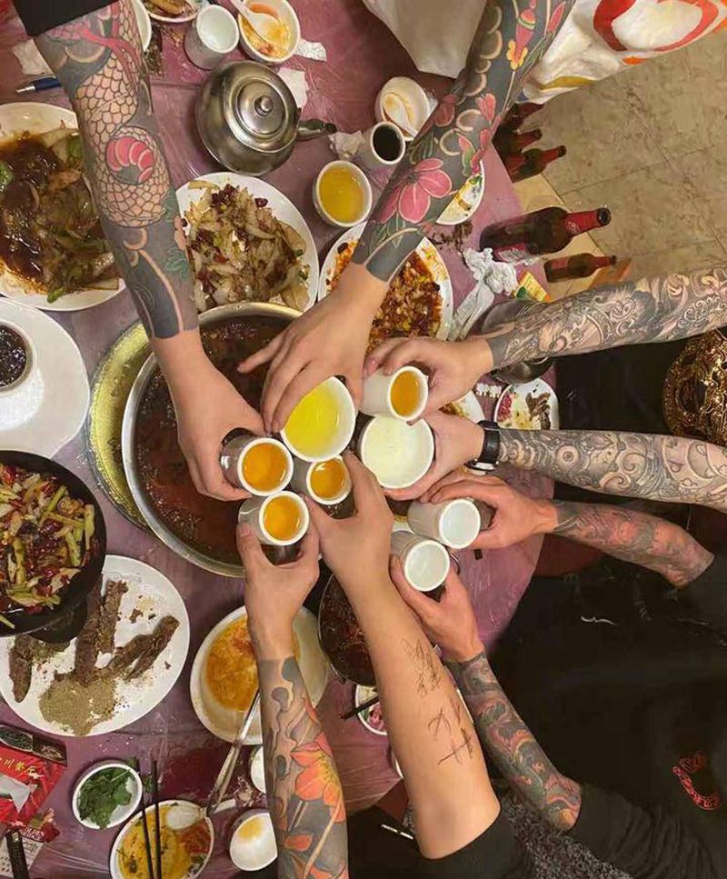 吴建家族元旦聚会纹身图片_手臂老传统新传统纹身图案