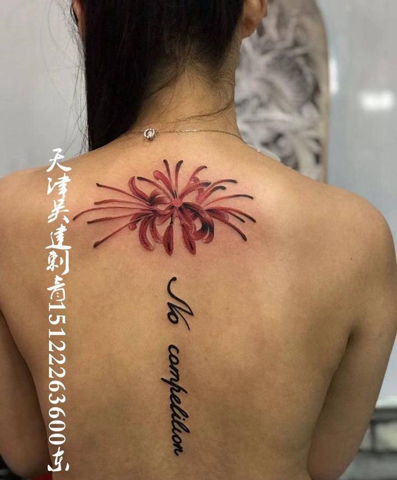 彼岸花纹身图片_水彩纹身图案