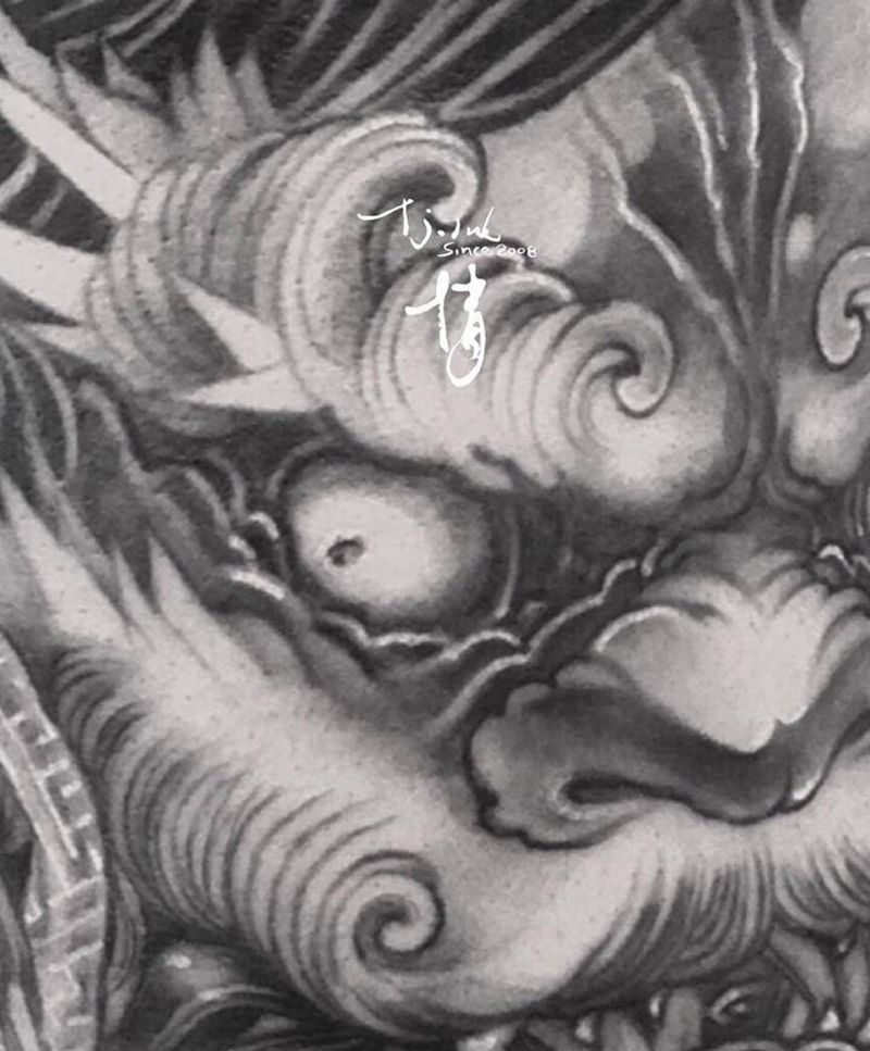 狮子 遮盖纹身图片_肩部新传统东方神秘刺青师倩纹身图案