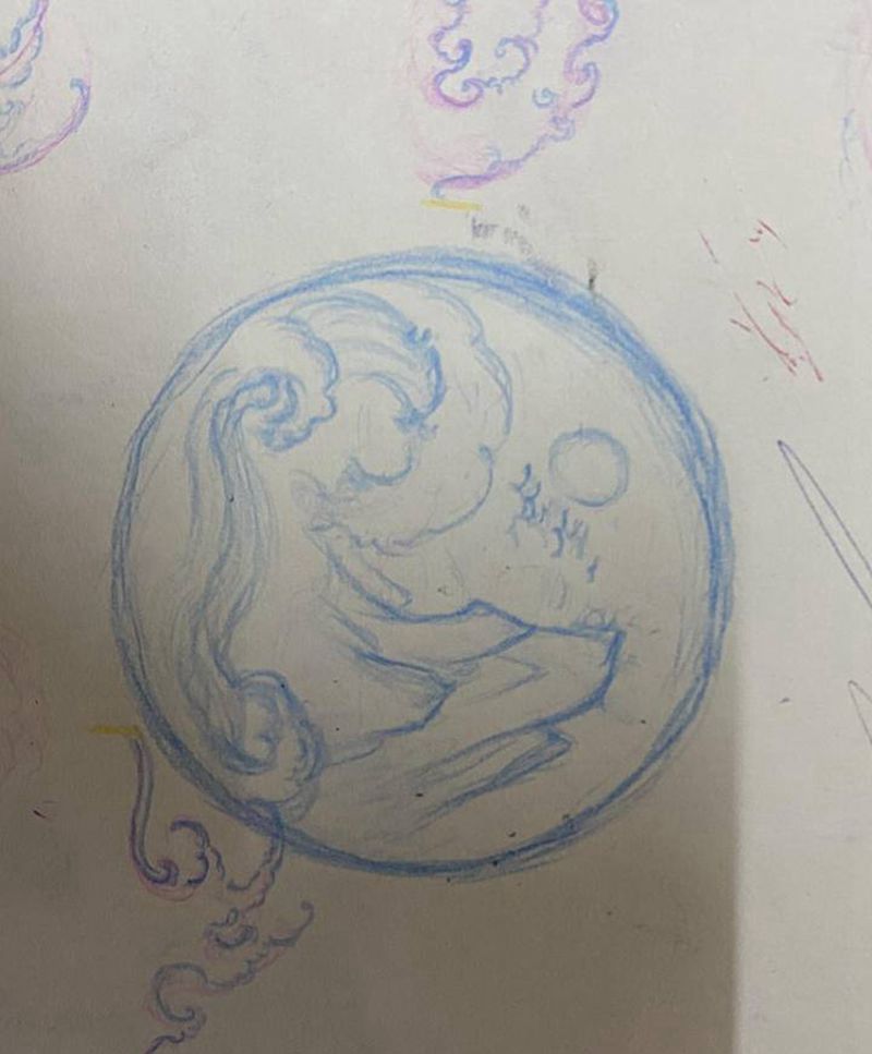 山海纹身图片_肩部新传统纹身图案