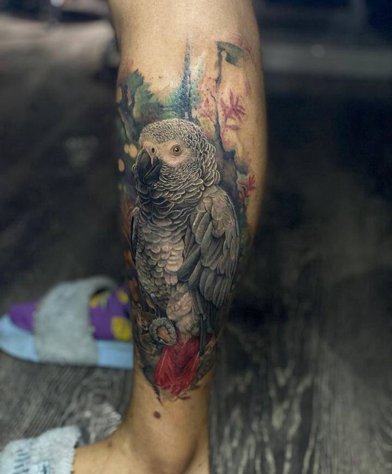 小鹦鹉纹身图片_欧美写实纹身图案