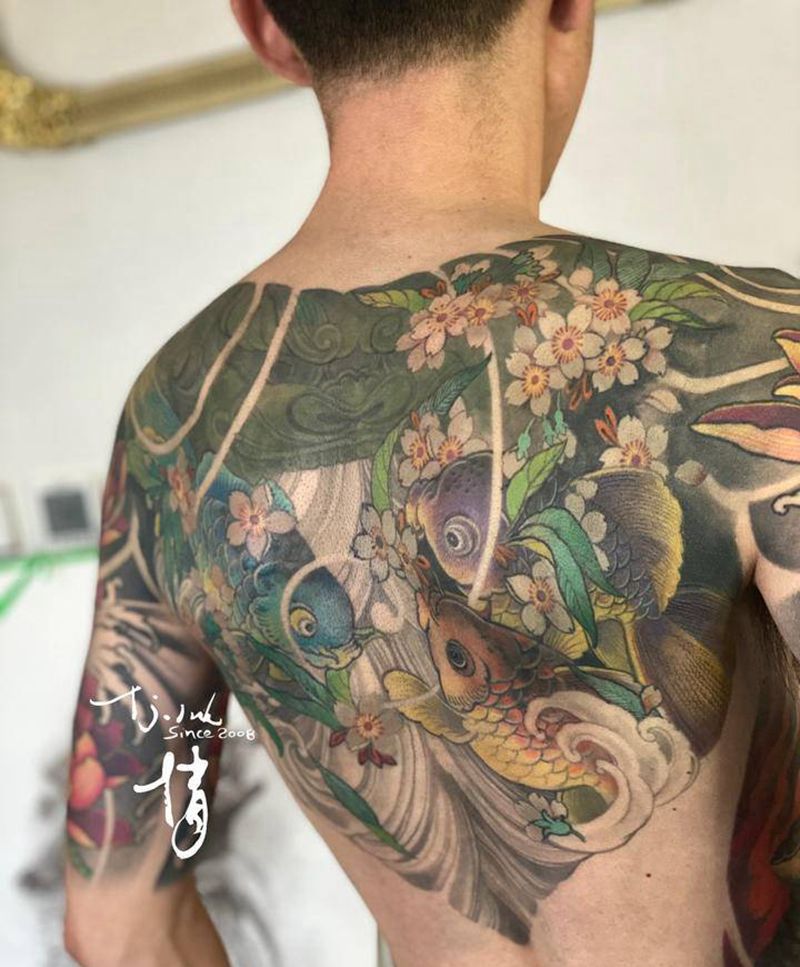 水纹身图片_新传统倩纹身图案