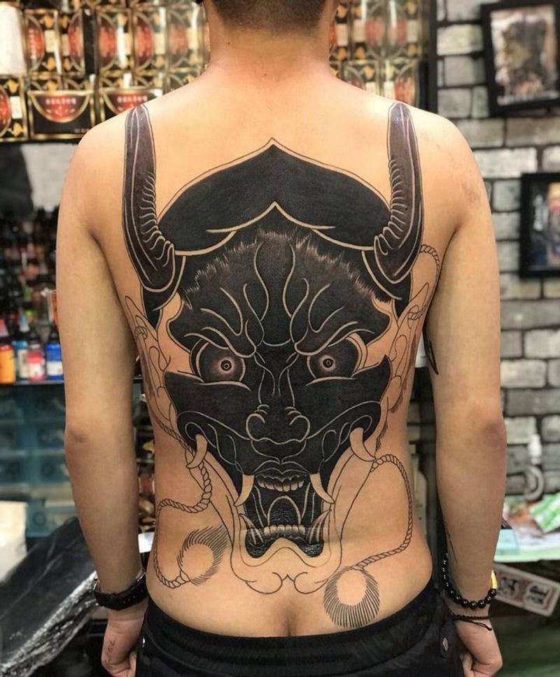 般若纹身图片_背部新传统纹身图案