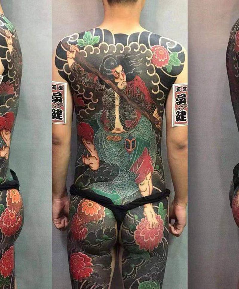 操刀鬼纹身图片_手臂老传统纹身图案