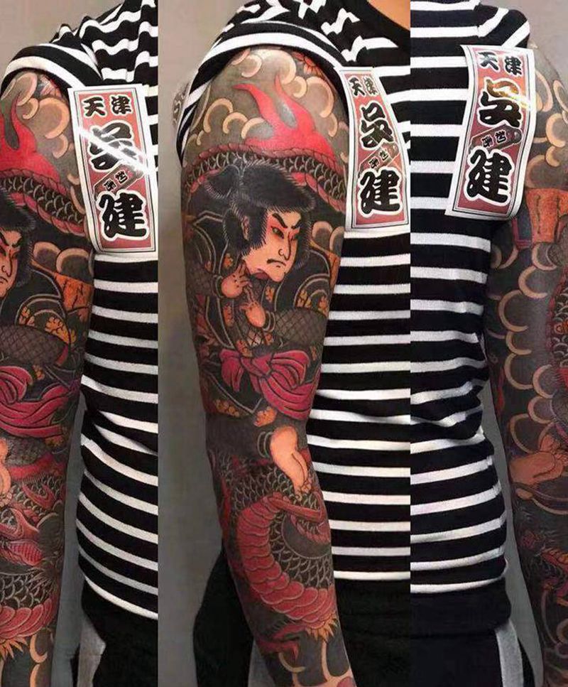 云龙九郎纹身图片_手臂老传统纹身图案