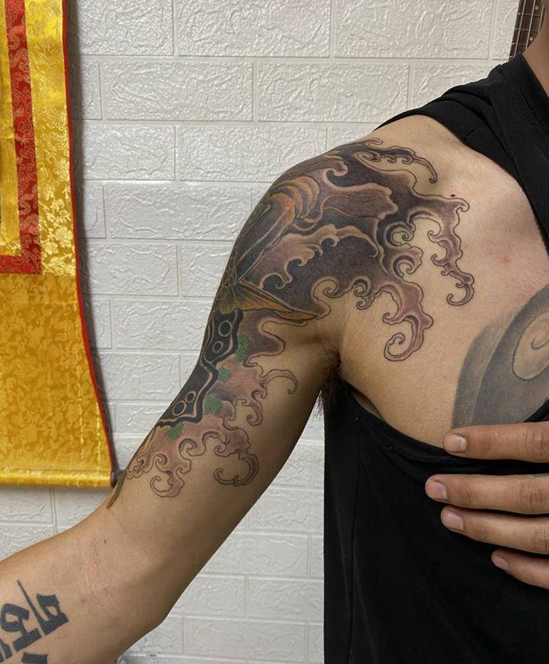 遮盖 鱼。纹身图片_手臂新传统老传统纹身图案