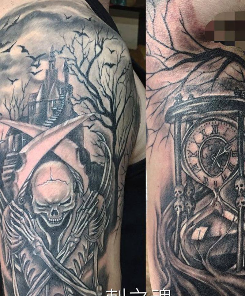 黑暗幽灵纹身图片_欧美写实原创纹身图案