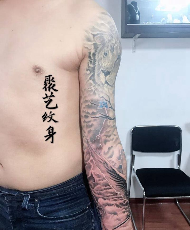 欧美天使花臂纹身图片_手臂纹身图案