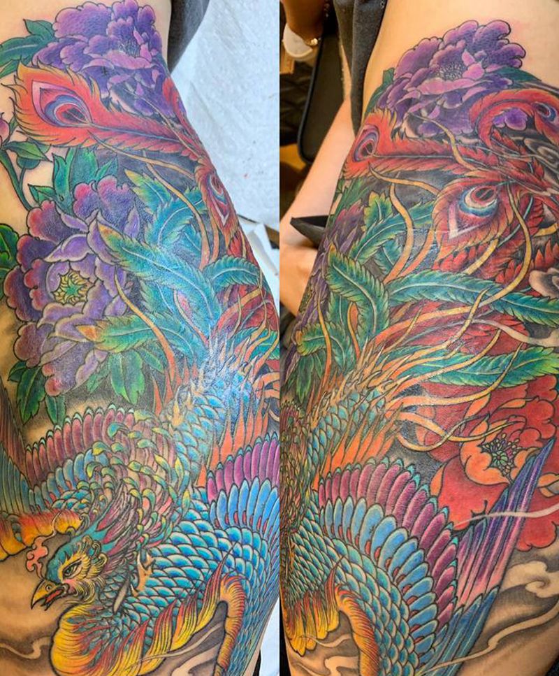 凤凰纹身图片_臀部老传统纹身图案