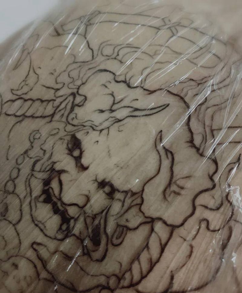 满背夜叉未完纹身图片_背部纹身图案