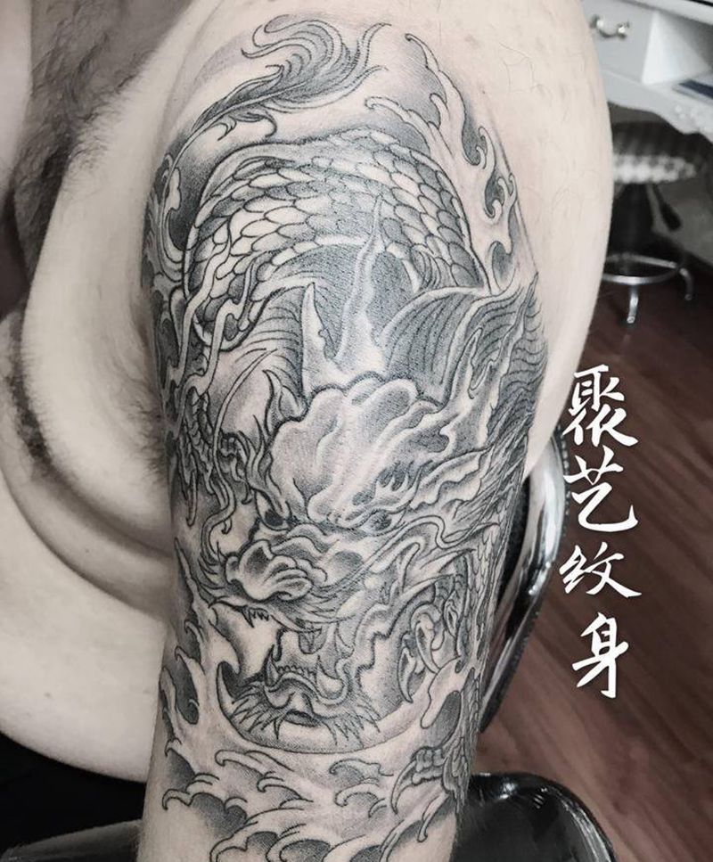 墨麒麟纹身图片_手臂纹身图案