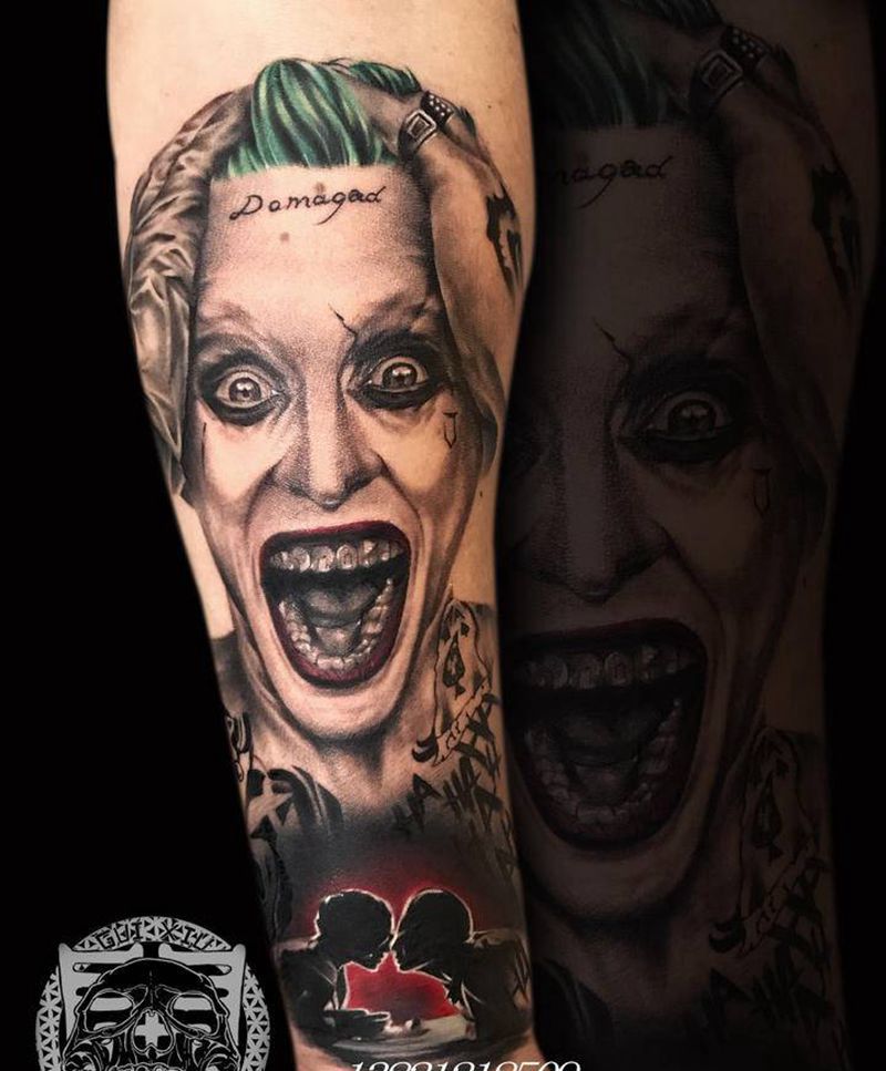 自杀小队.杰瑞德·莱托纹身图片_手臂手部欧美写实小丑欧美写实彩色纹身图案