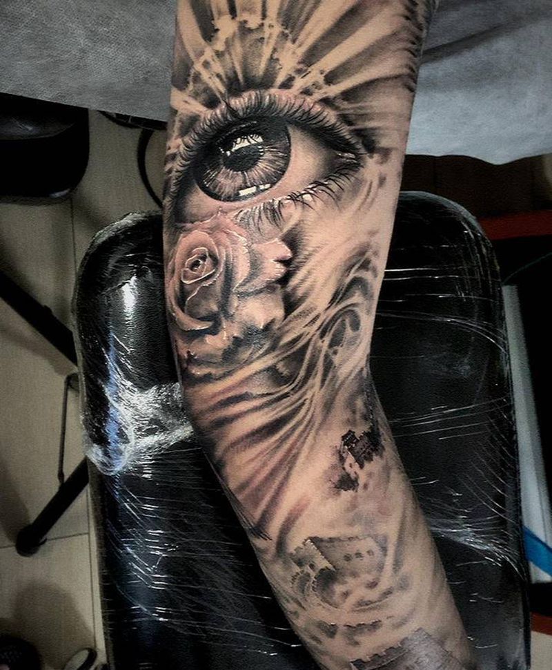 欧美花臂纹身图片_手臂欧美写实纹身图案