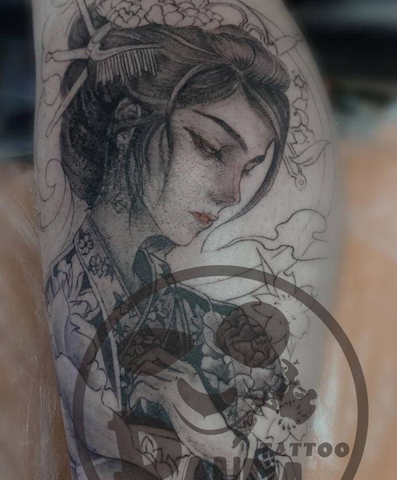 未完纹身图片_腿部纹身图案