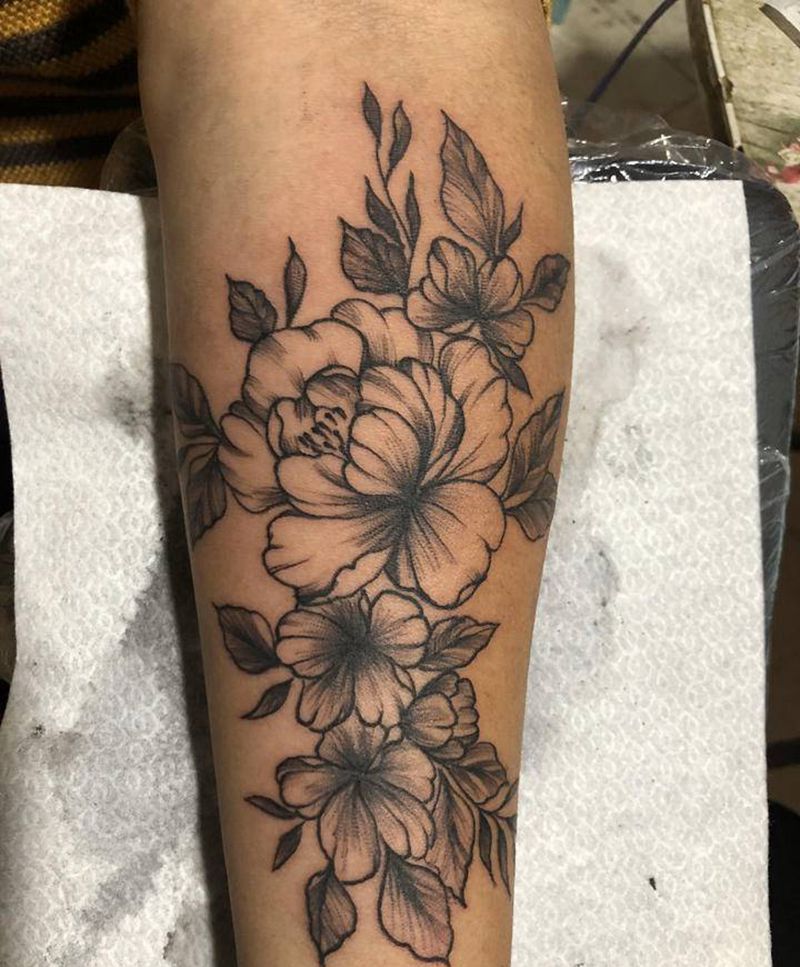 粟花纹身图片_手臂点刺纹身图案