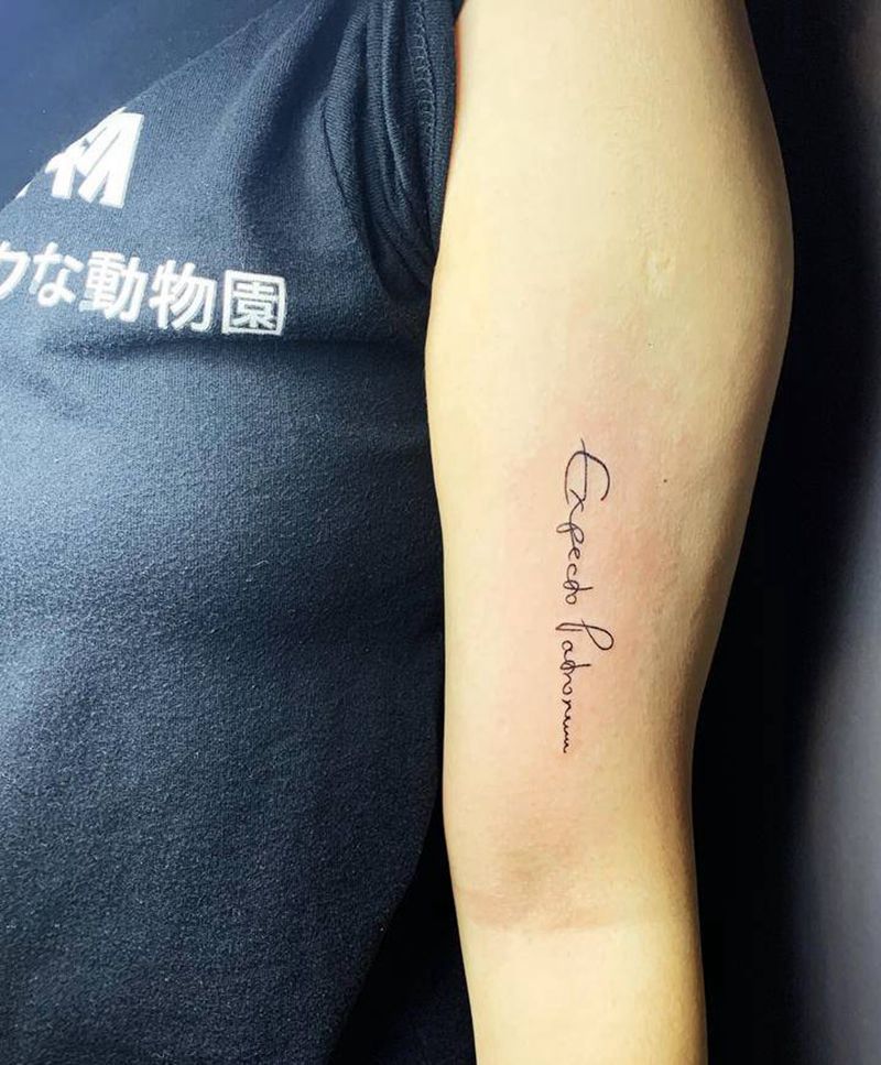 哈利波特守护神咒纹身图片_手臂大臂内侧英文纹身图案