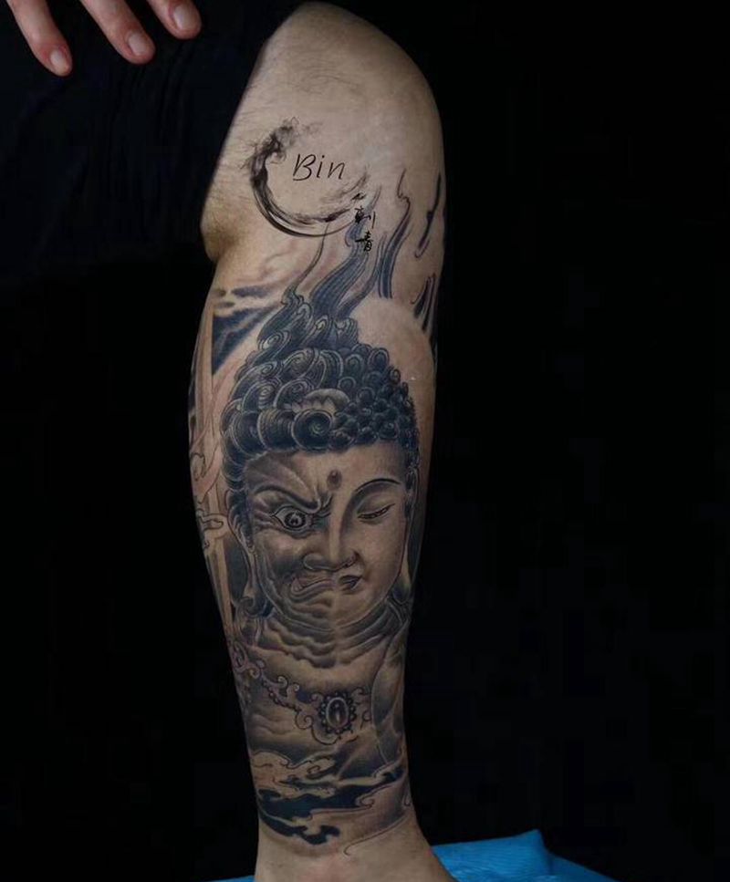 一念之纹身图片_腿部纹身图案