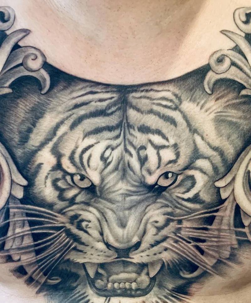 老虎纹身图片_欧美写实纹身图案