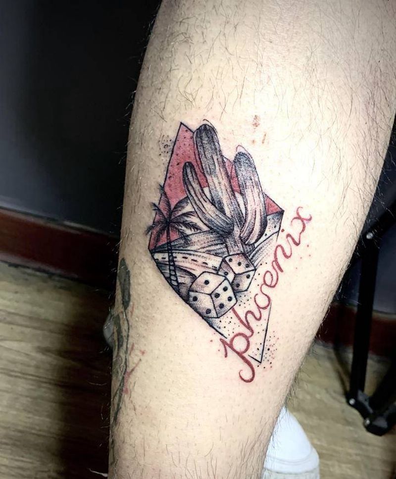 小腿欧美拼接仙人掌纹身图片_腿部点刺欧美仙人掌荷花纹身图案