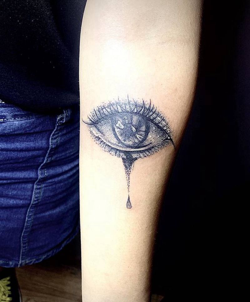 欧美写实眼睛纹身图片_手臂欧美写实点刺眼睛纹身图案