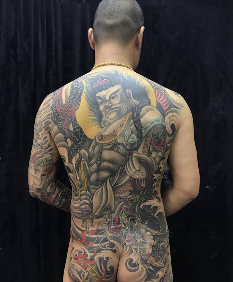 不动明王纹身图片_背部新传统老传统纹身图案