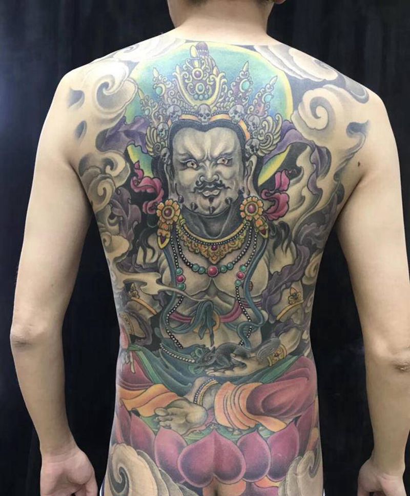 黄财神纹身图片_背部胸部新传统老传统纹身图案