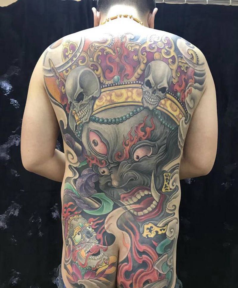 大黑天明王纹身图片_背部胸部新传统老传统纹身图案