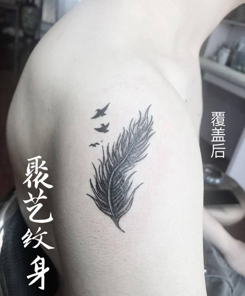 覆盖纹身 羽毛纹身图片_手臂纹身图案