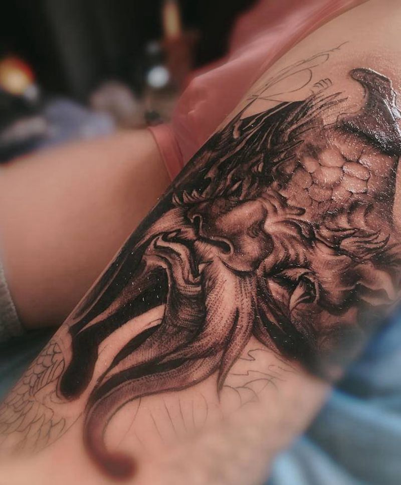 包腿局部纹身图片_腿部纹身图案