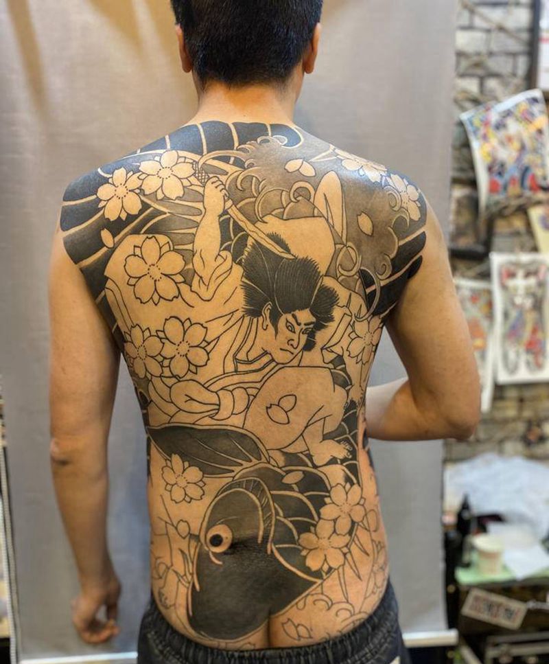 西塔鬼若丸纹身图片_背部老传统纹身图案