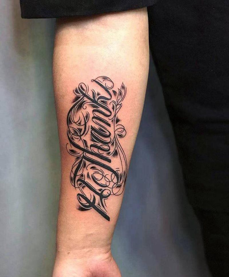 花体字纹身图片_手臂图腾纹身图案