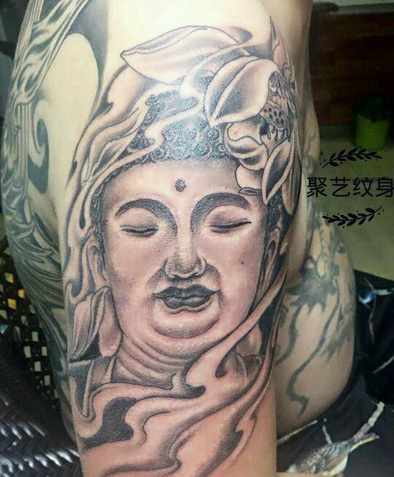 莲花佛头纹身图片_