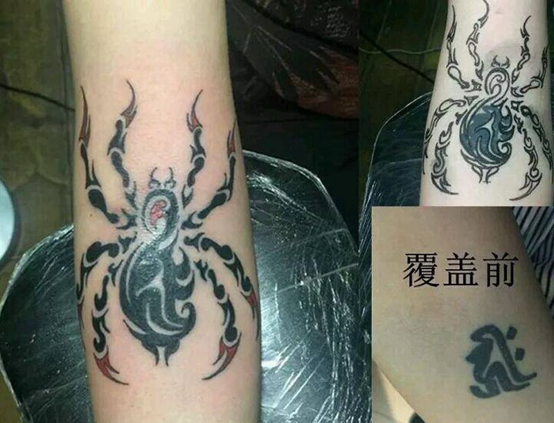 图腾蜘蛛纹身图片_手臂欧美动物图腾原创成品纹身图案