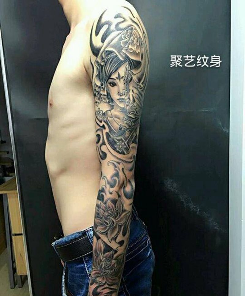 艺妓花臂纹身图片_