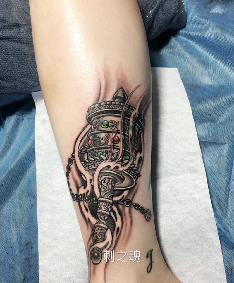 转经筒纹身图片_