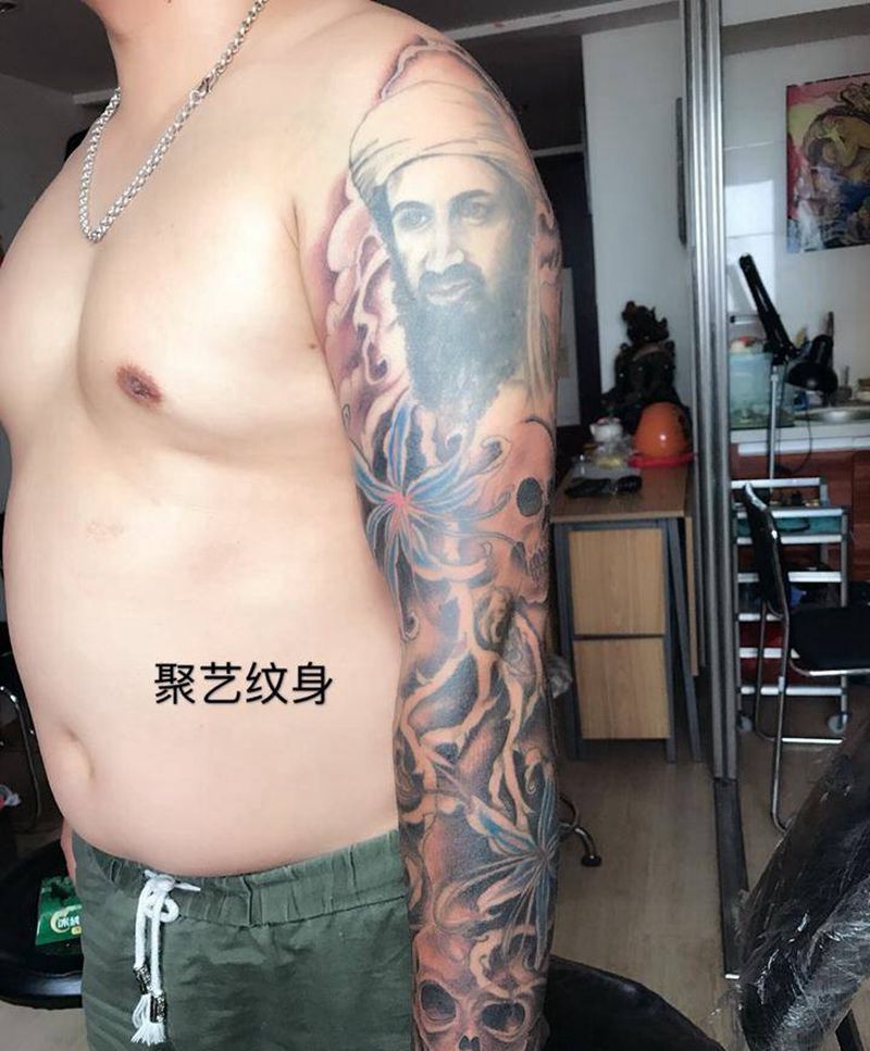 欧美彼岸花臂纹身图片_