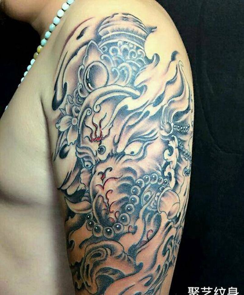 象神纹身图片_臀部传统人物鬼神宗教成品纹身图案