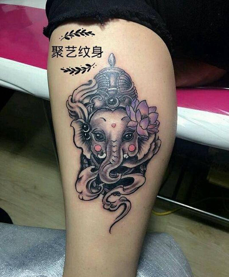 小清新象神纹身图片_成品纹身图案