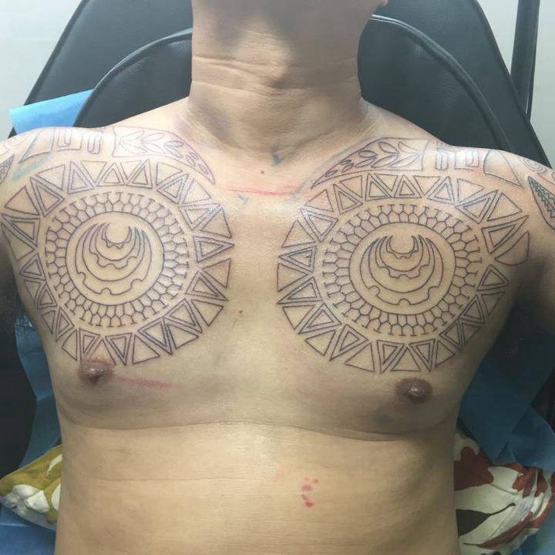 玛雅图腾 双半甲纹身图片_