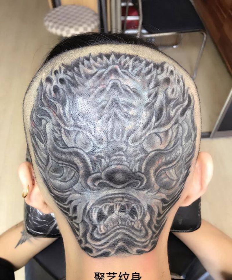 覆盖纹身龙头纹身图片_成品传统动物纹身图案