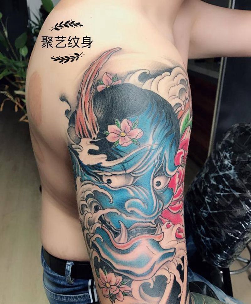 大臂般若纹身图片_手臂纹身图案